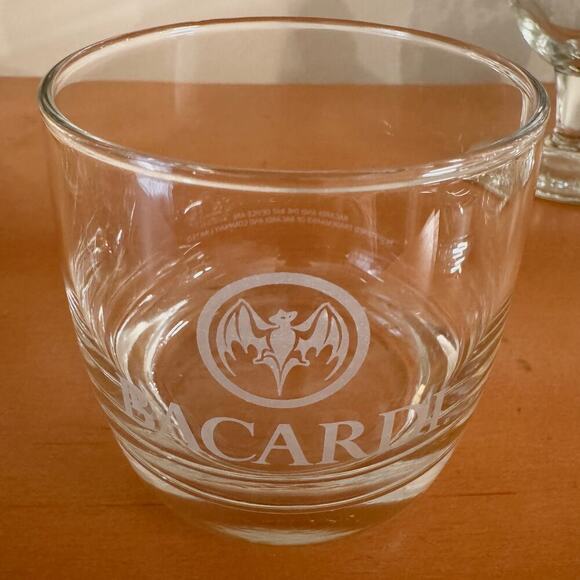 Bacardi Rum Glass or Whiskey Shot Glass with Bat Logo - Picture 1 of 3